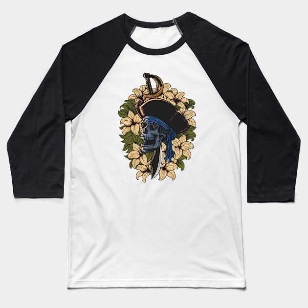 Floral Pirates Baseball T-Shirt by RichoIrvansyah